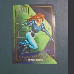 1992 Marvel Masterpiece Shadow Cat error cut trading card.